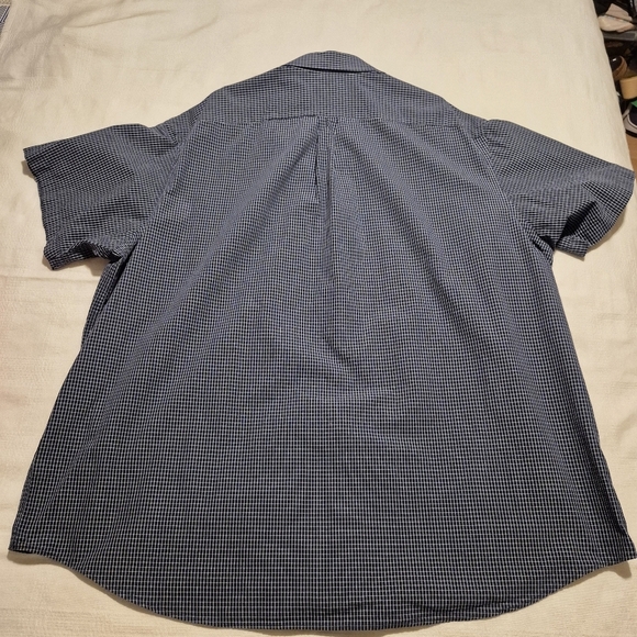 Roundtree & Yorke men's 4XT blue & white grid print short sleeve shirt, EUC - Picture 5 of 7
